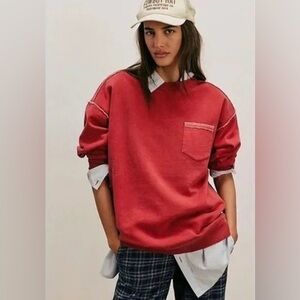 Free People We The Free Wallace Pullover Red in Size Medium NWT!!!
